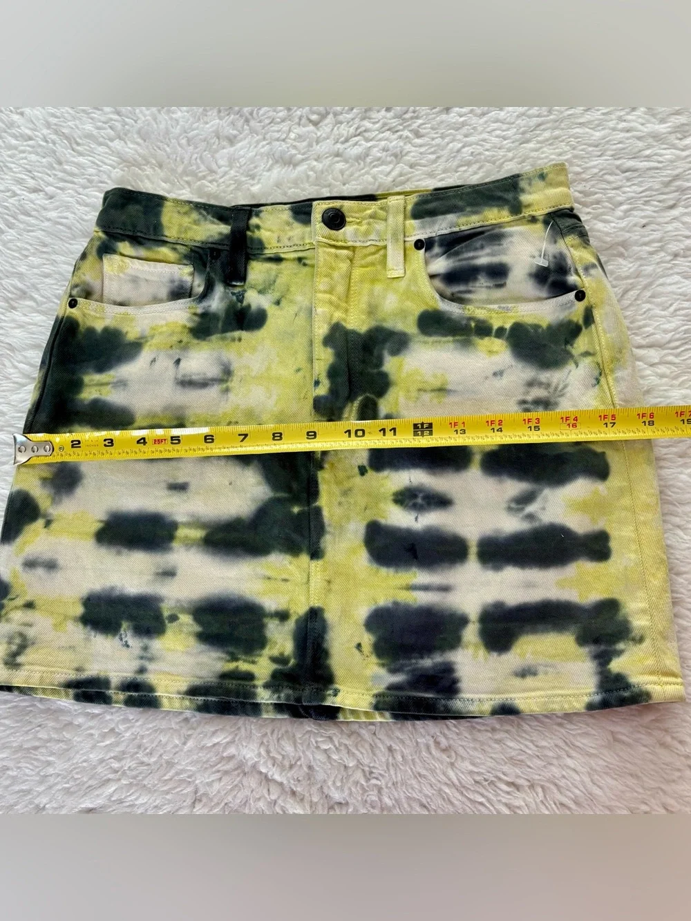 Hudson Jeans Yellow and Black Tie-Dye Mini Skirt size 28